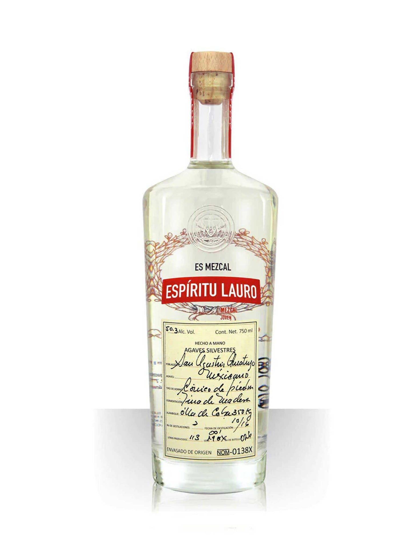 Espiritu Lauro Mezcal Joven Agaves Silvestres Mexicano 750mL